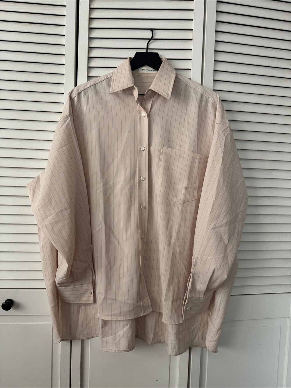 The Frankie Shop Ivory Pinstripe Oversized Button-Down Shirt